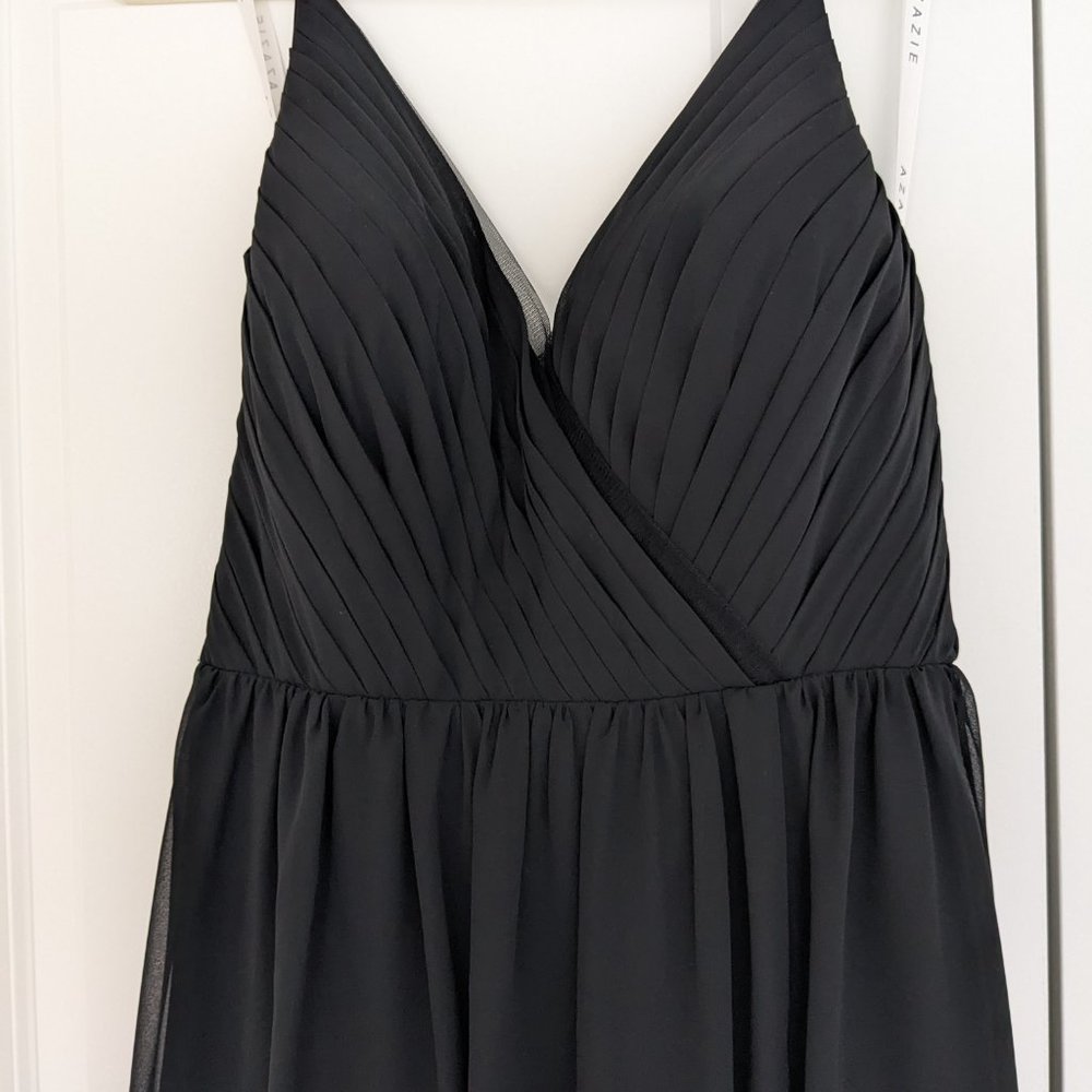 NWT Azazie floor length chiffon dress - black - size A12 - Picture 4 of 9